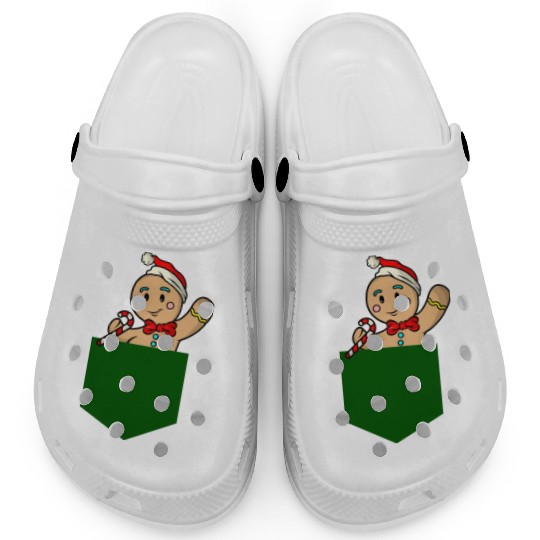 Christmas gingerbread man in breast pocket gift Clogs