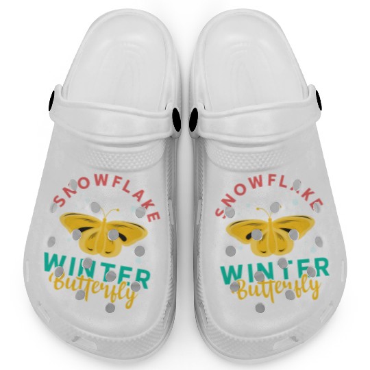 Snowflake Is Winter Butterfly Christmas Holiday Clogs