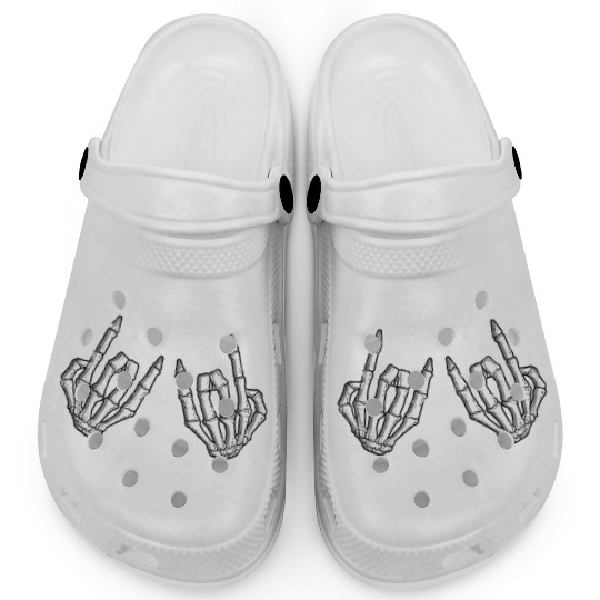 Skeletal rock on sign - rock and roll Clogs