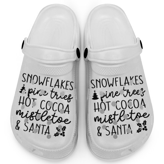 Snow flakes Pine Trees Hot Cocoa Clogs