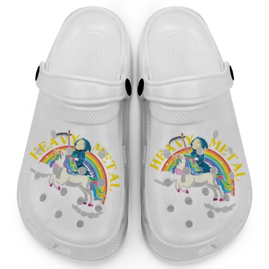Skeleton Unicorn Rainbow Metal Music Heavy Rock Clogs