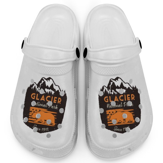 Glacier National Park US Flag Grizzly Bear Clogs