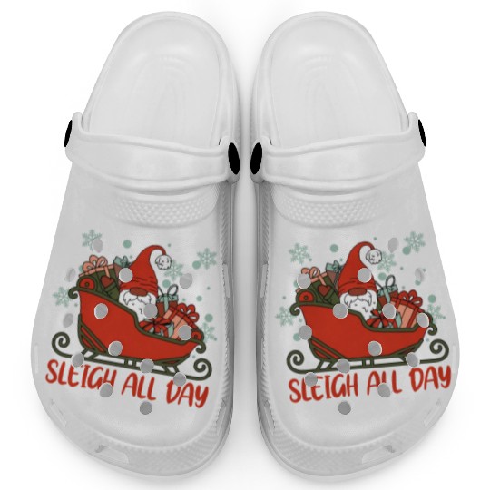 Xmas Christmas Sleigh All Day Gnome Clogs