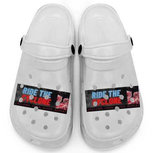 RIDE THE CYCLONE, YOGA, SLEEP, REPEAT Clogs