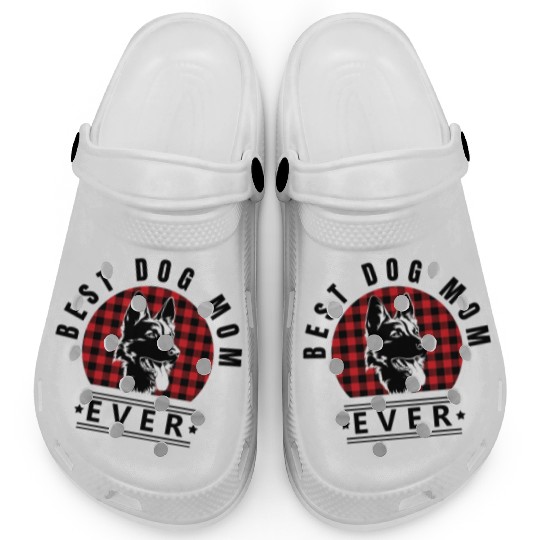 Best Dog Mum Ever German Shepherd Buffalo Plaid Clogs