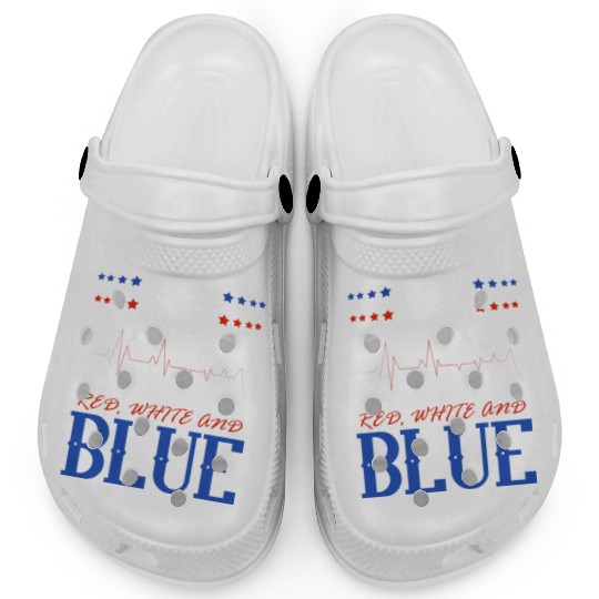 My Patriotic Heart Beats Red White and Blue 4th Clogs