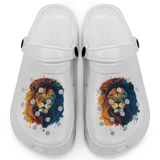 Colorful Lion Portrait Clogs
