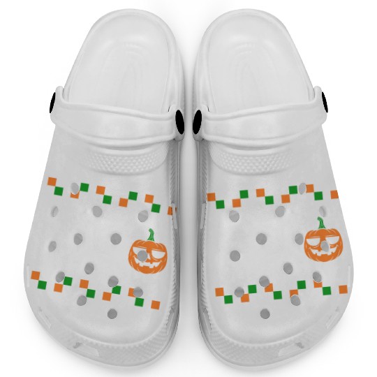 Halloween Clogs, Peace Love Pumpkin Skeleton Hand