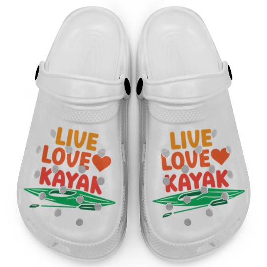 Live Love Kayak Hobby Kayakist Kayaking Lover Clogs