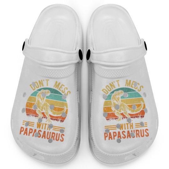 Papa Dad Father Dinosaur Funny Design - Papasaurus Clogs