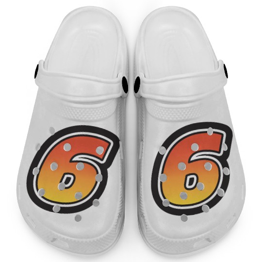 Number Six 6 Gradient Yellow Orange 3 Stroke Clogs