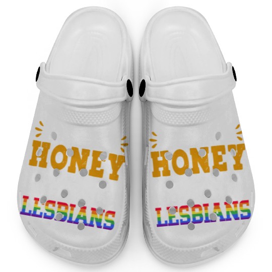 Throw Me To The Lesbians Funny LGBTQ Rainbow Clogs