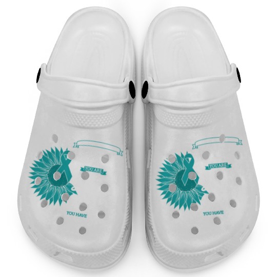 Cervical Cancer Awareness Month Teal Sunflower Clogs