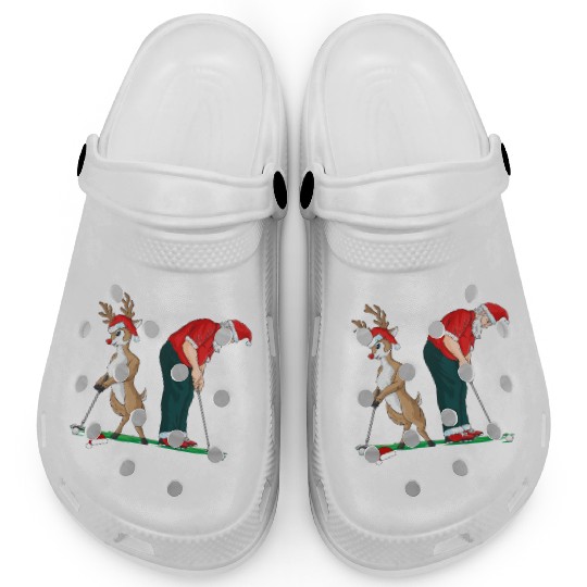 Golf Reindeer Golfer Christmas Santa Claus Golfing Clogs