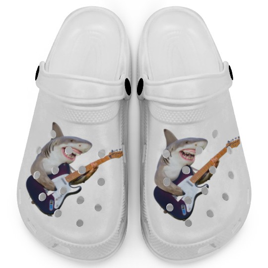 Shark jamming on an electric guitar Clogs