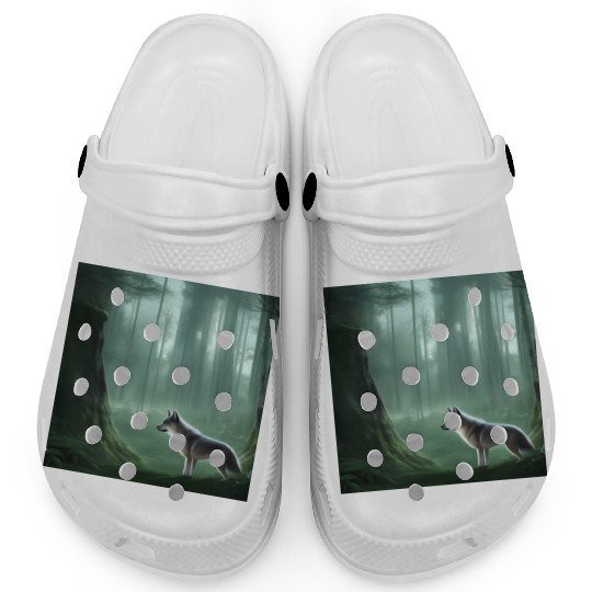 White wolf in the forest Clogs