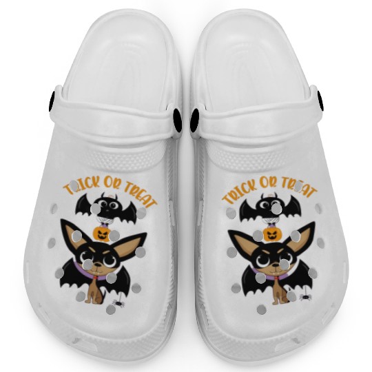 Trick-or-treating Vampire Chihuahua with Bat Clogs