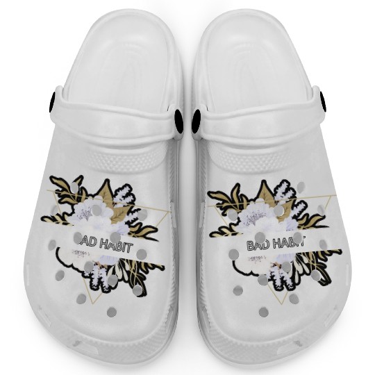 Bad Habit Flower Floral Minimalist Typography Clogs