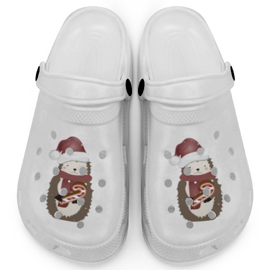 cute hedgehog for christmas with candy cane Clogs