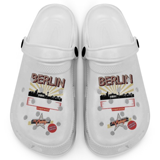 Berlin Germany German City Skyline Vintage Retro Clogs