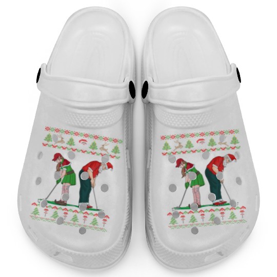 Golf Elf Golfer Ugly Christmas Santa Claus Golfing Clogs