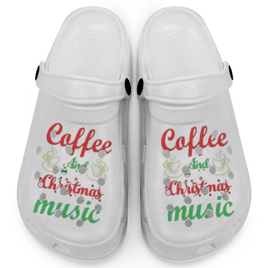 Coffee and Christmas music. Clogs