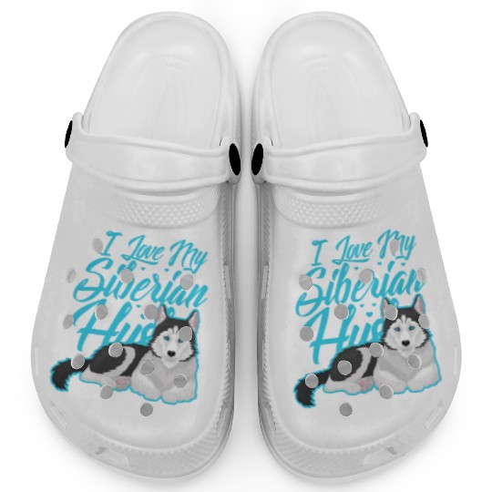 I Love My Siberian Husky Clogs