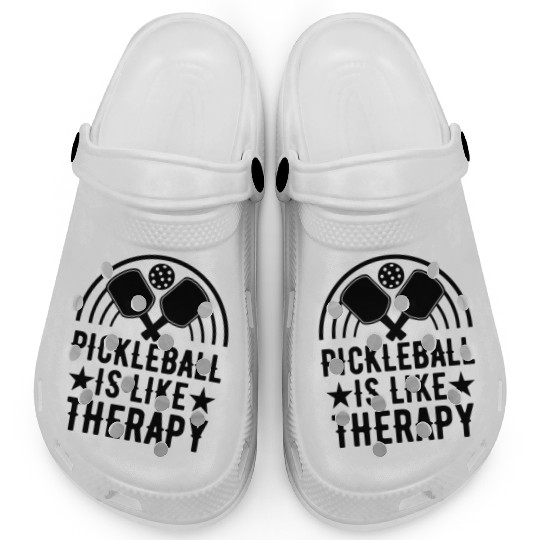 Pickleball is Like Therapy Funny Pickleball Player Clogs