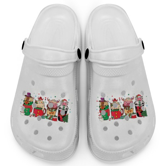 Christmas Coffee Cup Bleached Clogs