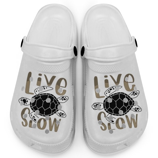 Relax and Live Slow Sea Turtle Beachy Vacation Clogs