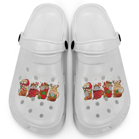 Christmas Coffee Cup Bleached Clogs