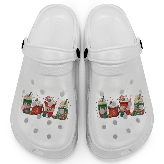 Christmas Coffee Cup Bleached Clogs