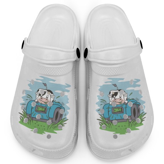 Cow eating grass tractor Cow eating grass tractor Clogs