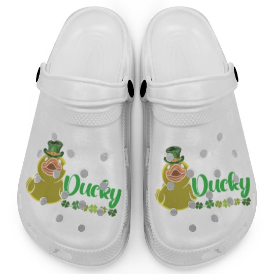 Lucky Ducky Duck Shamrock St. Patricks Day Irish Clogs
