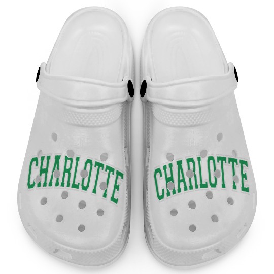 Charlotte Varsity Style Green Text Clogs