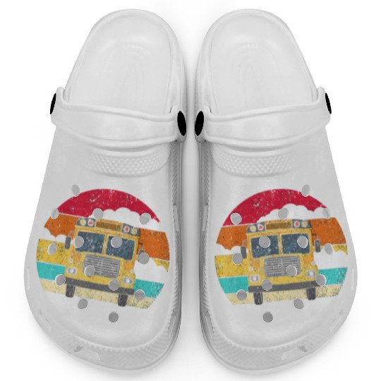 Retro Yellow School Bus for School Bus Driver andj Clogs