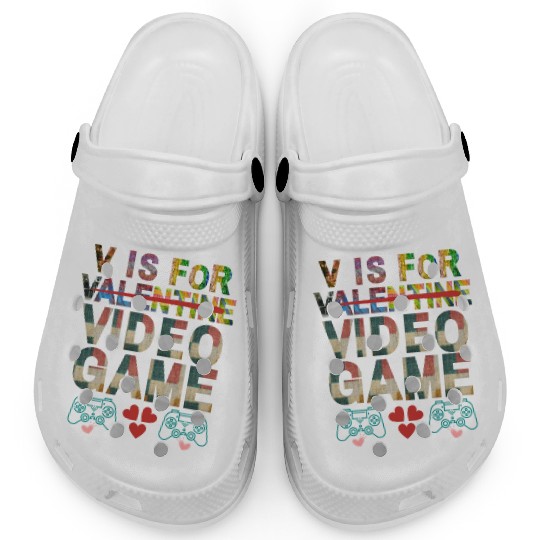V is for not valentine video game Apparel Clogs