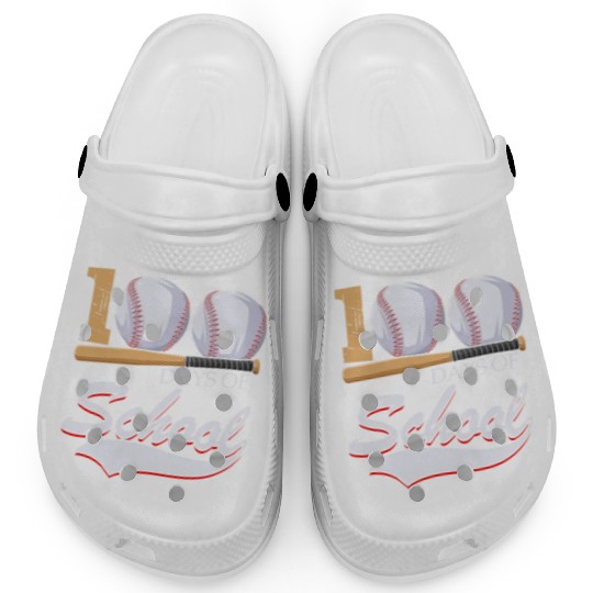 100 Days Of School Sports Game Baseball Player Clogs