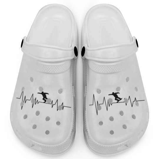 Snowboarding Heartbeat Line - Gift For Adventurer Clogs