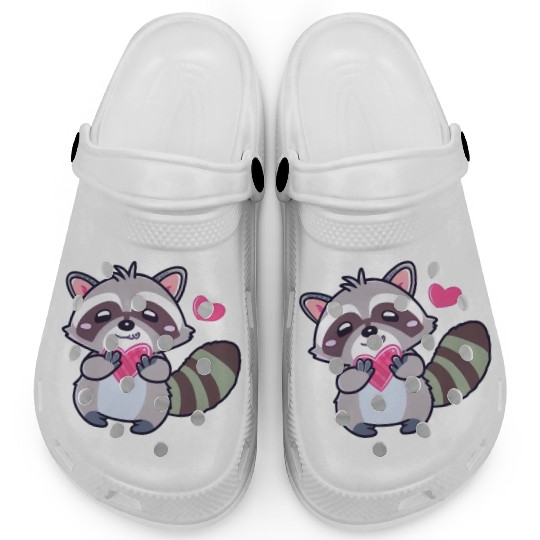 Raccoon Lover Valentine's Day, Anniversary Clogs