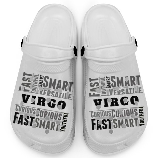 Virgo Zodiac Star Sign Word Cloud Square Monochrom Clogs