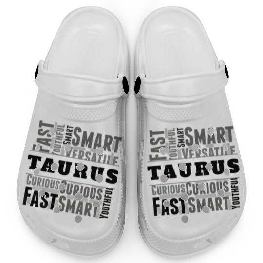Taurus Zodiac Star Sign Word Cloud Square Monochro Clogs