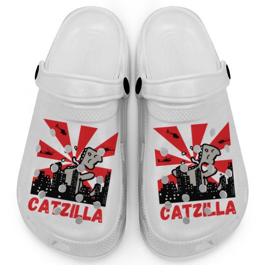 Catzilla funny cat Japanese Sunset Clogs