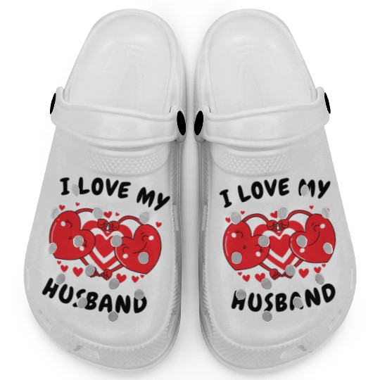 I Love My Husband Red Heart Valentines Matching Clogs