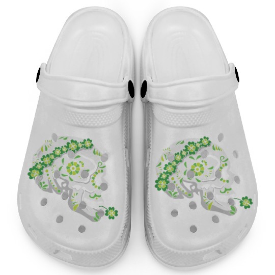 Flower Sugar Bone Shamrock Saint Patrick Day Clogs