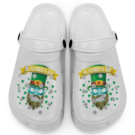 Bone Bearded Irish Shamrock Saint Patrick Day Clogs