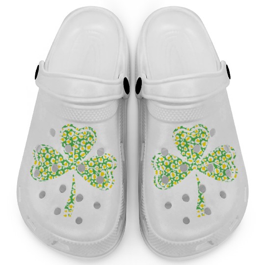 Pattern Leopard Shamrock Luck Saint Patrick Day Clogs