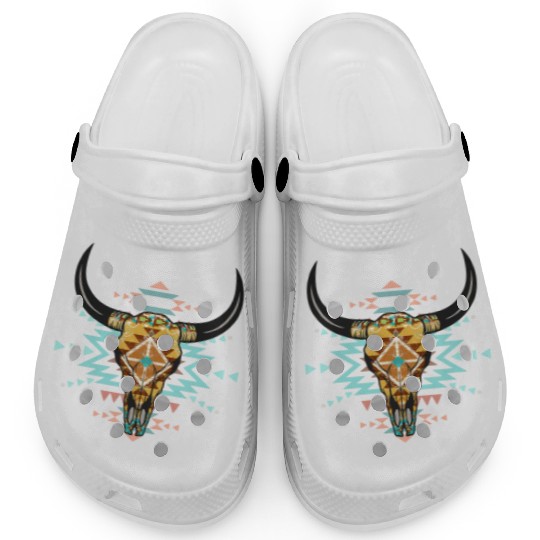 Western Aztec Bull Skull Clogs