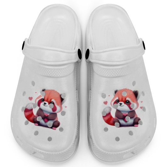 All you need is love with heart red panda Clogs