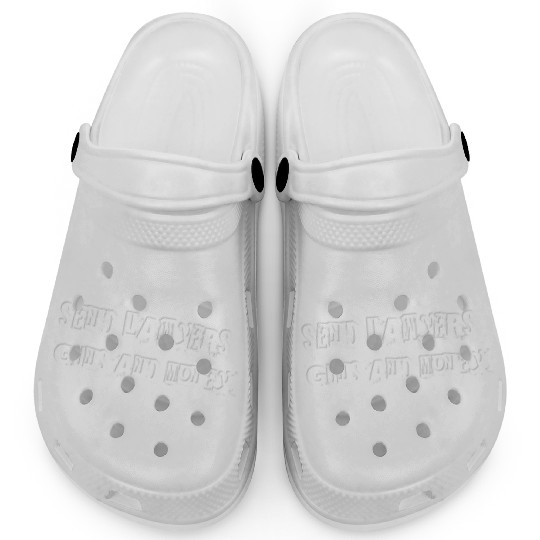 Send Lawyers Guns and Money - White Text Clogs